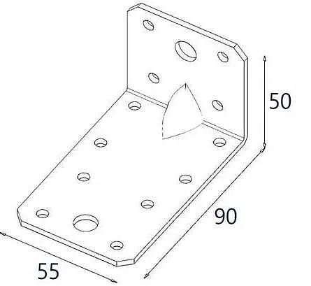 90x50x55x2,5mm KP3 - Úhelník s prolisem