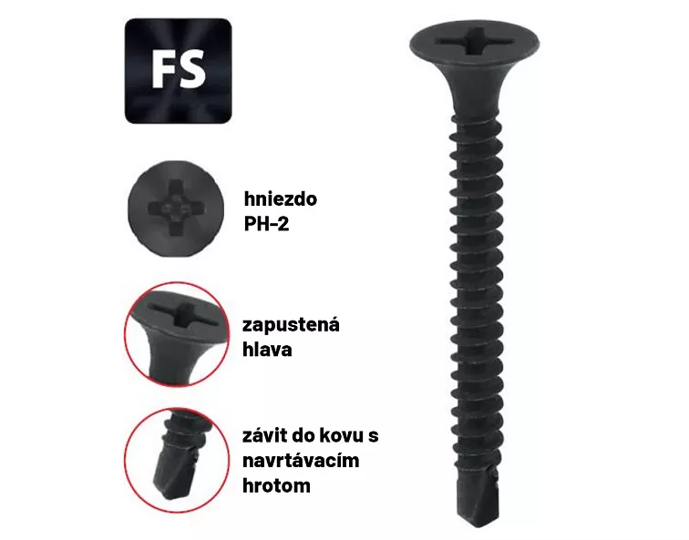 3,5x25mm - 1000ks - Vrutyfosfátové samonavrtávacie sádrokarton / kov