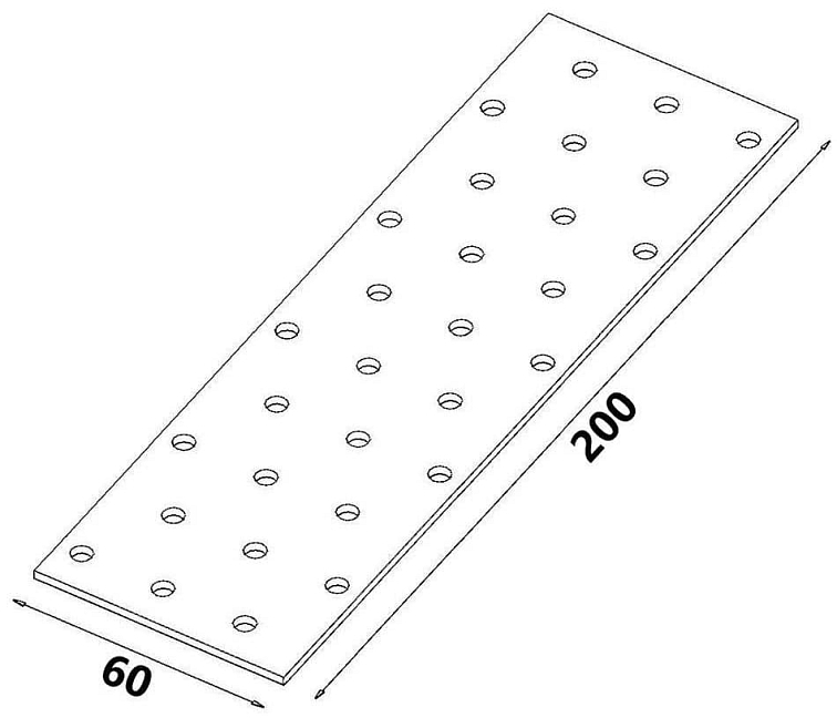 50ks - 60x200mm hr. 2,0mm Spojovací deska - plotna - děrovaná, PP7