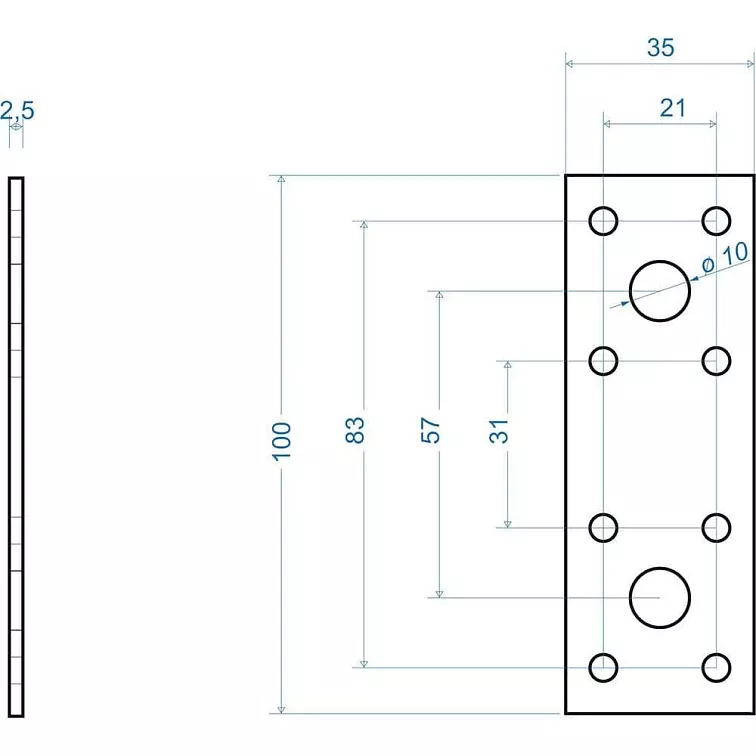 100x35mm hr. 2,5mm Tesárska spojka - rovná spojka, LP1