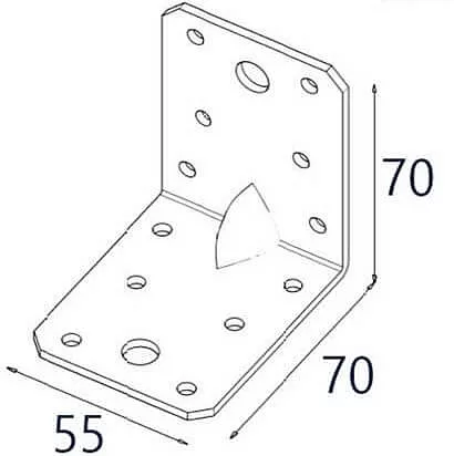 50ks - 70x70x55x2,5mm KP4 - Úhelník s prolisem