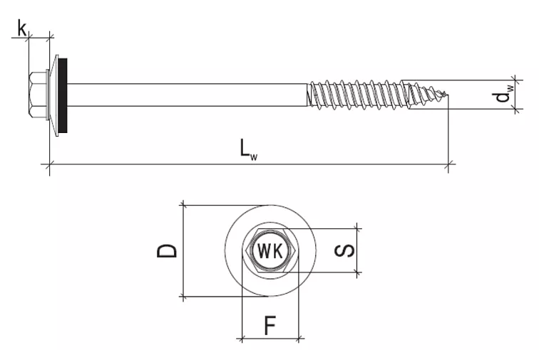 Šedá - 6,3x115mm - 100ks - Šrouby pro sendičové panely do betonu a dřeva, WB6P