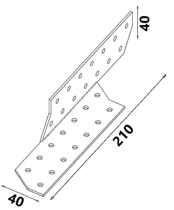 50ks - 40x210mm hr. 2,0mm Spojka vaznice krokev - Pravá, LK4
