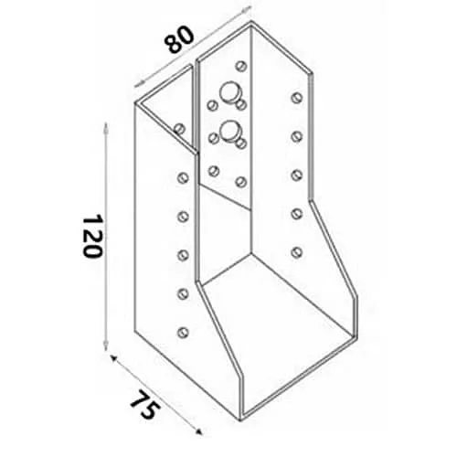 80x120x75mm hr. 2,0mm - Trámová botka / třmen - vnější