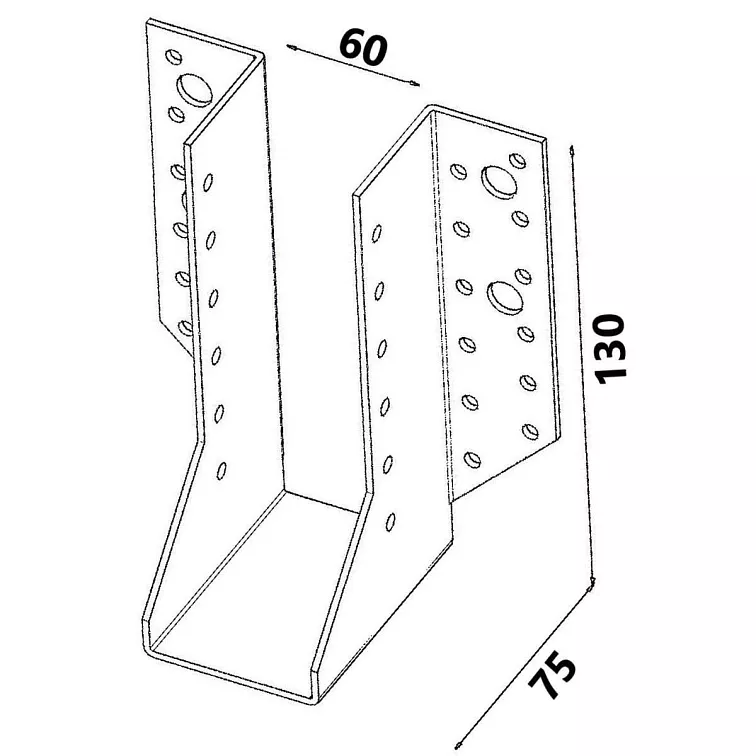 24ks - 60x130x75mm hr. 2,0mm - Trámová botka / třmen - vnější