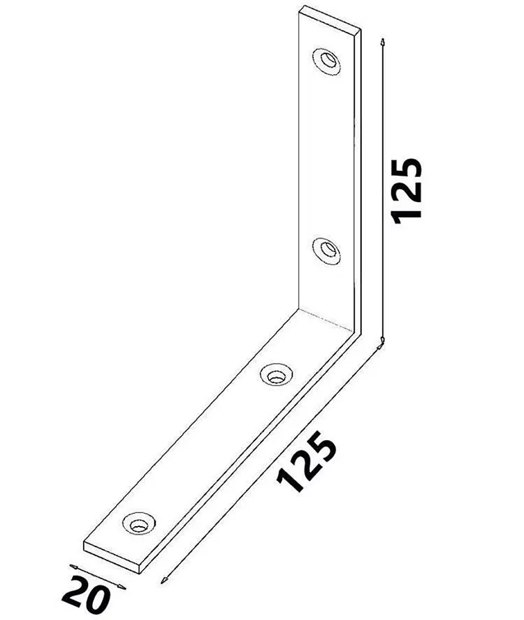 125x125x20x4,0mm KW6 - Úzky uholník - stolársky, nábytkový