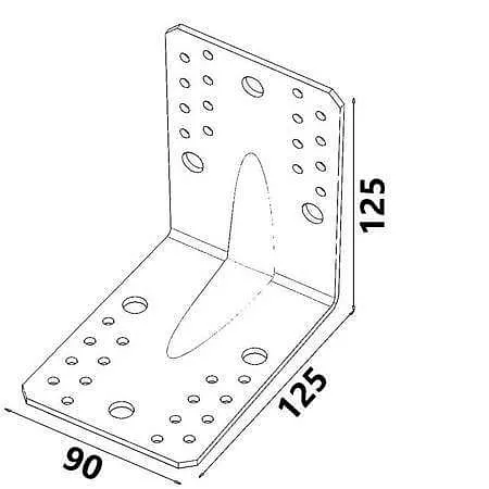 125x125x90x2,5mm KP6 - Úhelník s prolisem