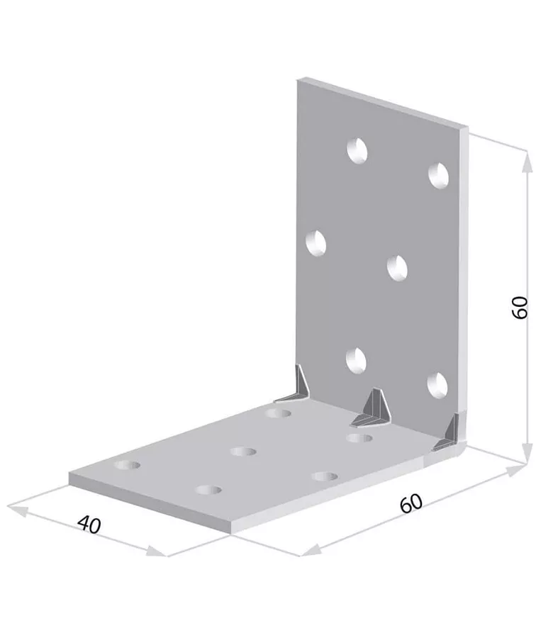 50ks - 60x60x40x1,5mm KMP4 - Montážny Úhelník s prolisem do dřeva