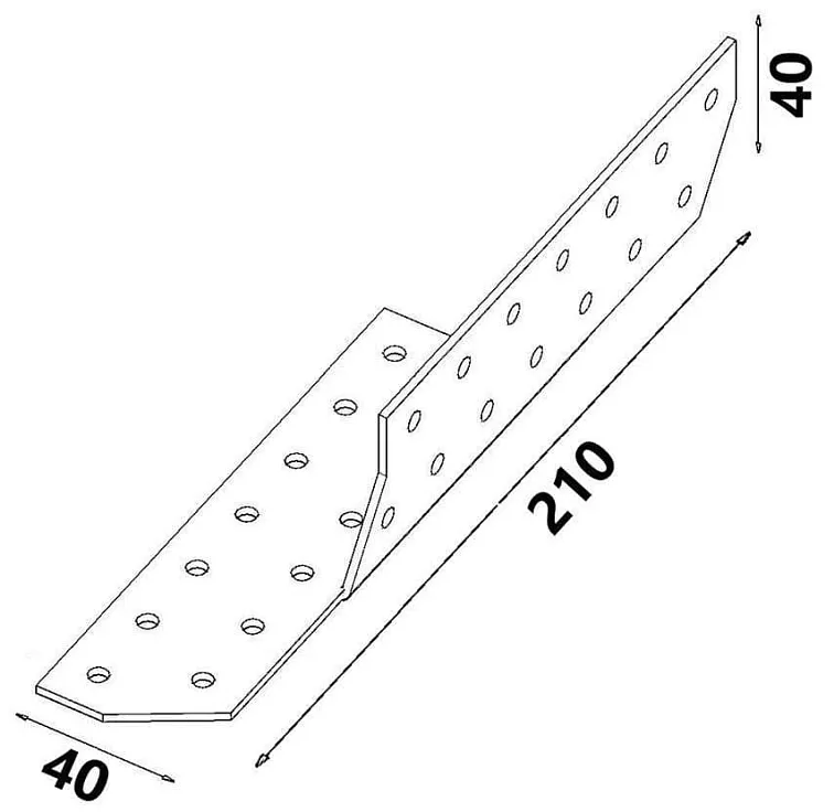 40x210mm hr. 2,0mm Spojka vaznice krokev - Levá, LK3