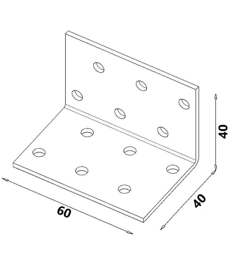40x40x60x2,0mm KM2 - Montážní úhelník do dřeva