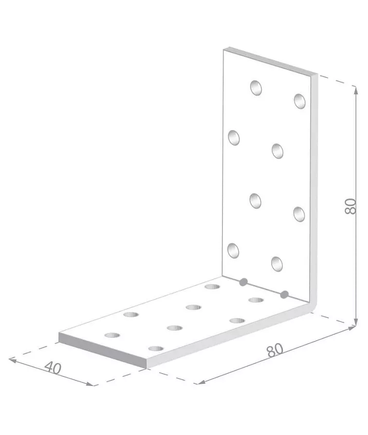 50ks - 80x80x40x1,5mm KMP7 - Montážny Úhelník s prolisem do dřeva