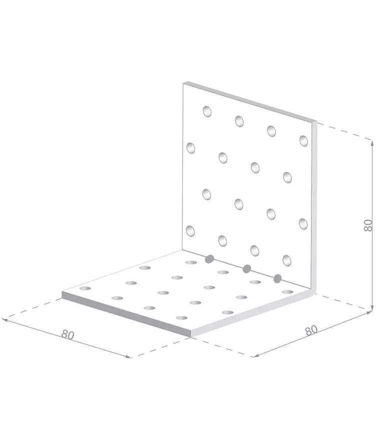 50ks - 80x80x80x1,5mm KMP9 - Montážny Úhelník s prolisem do dřeva
