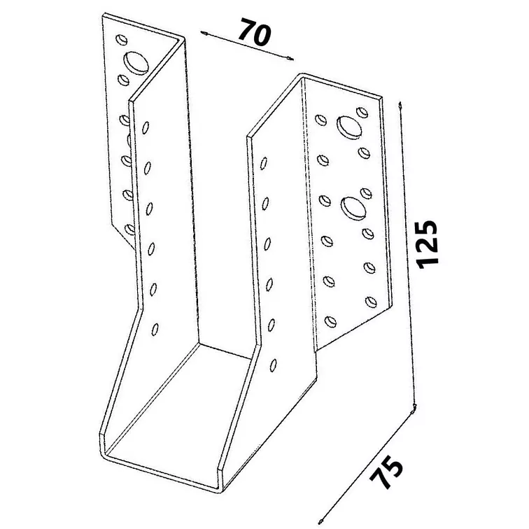 70x125x75mm hr. 2,0mm - Trámová botka / třmen - vnější