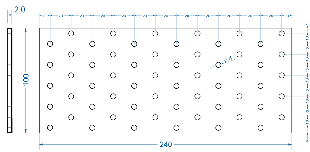 50ks - 100x240mm hr. 2,0mm Spojovací deska - plotna - děrovaná, PP13