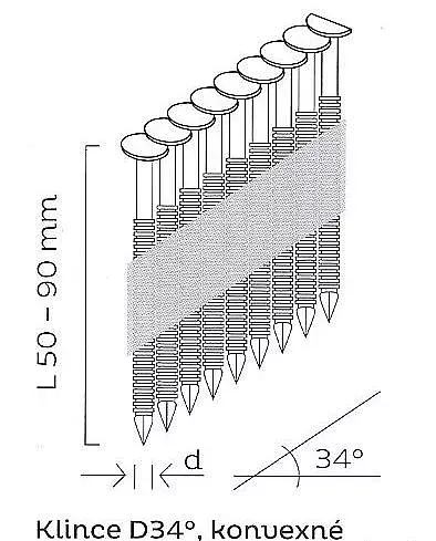 2,9x70mm D34 KMR - 2200 ks + 2x 80ml plynová náplň - Konvexní, prstencové hřebíky do hřebíkovačky - Ring