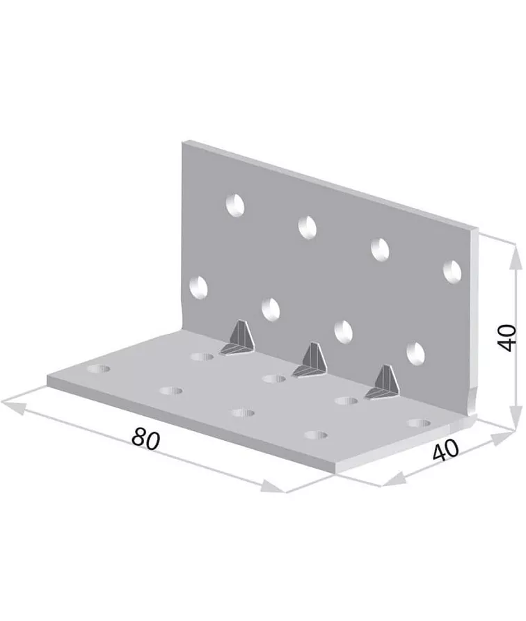 40x40x80x1,5mm KMP3 - Montážny Úhelník s prolisem do dřeva