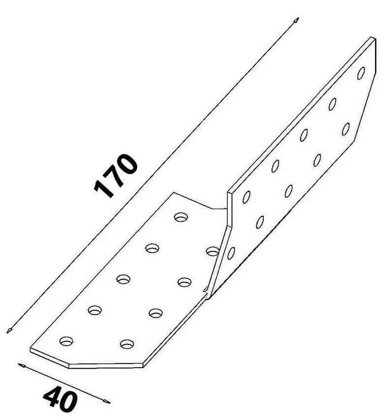 50ks - 40x170mm hr. 2,0mm Spojka vaznice krokev - Levá, LK1