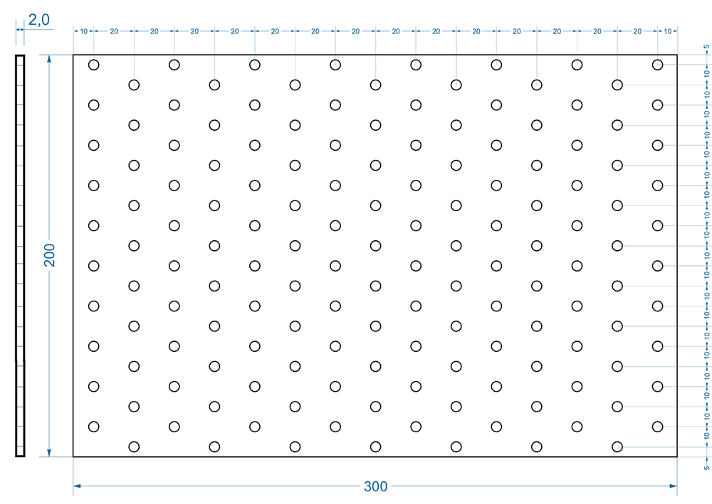 25ks - 200x300mm hr. 2,0mm Spojovací deska - plotna - děrovaná, PP24