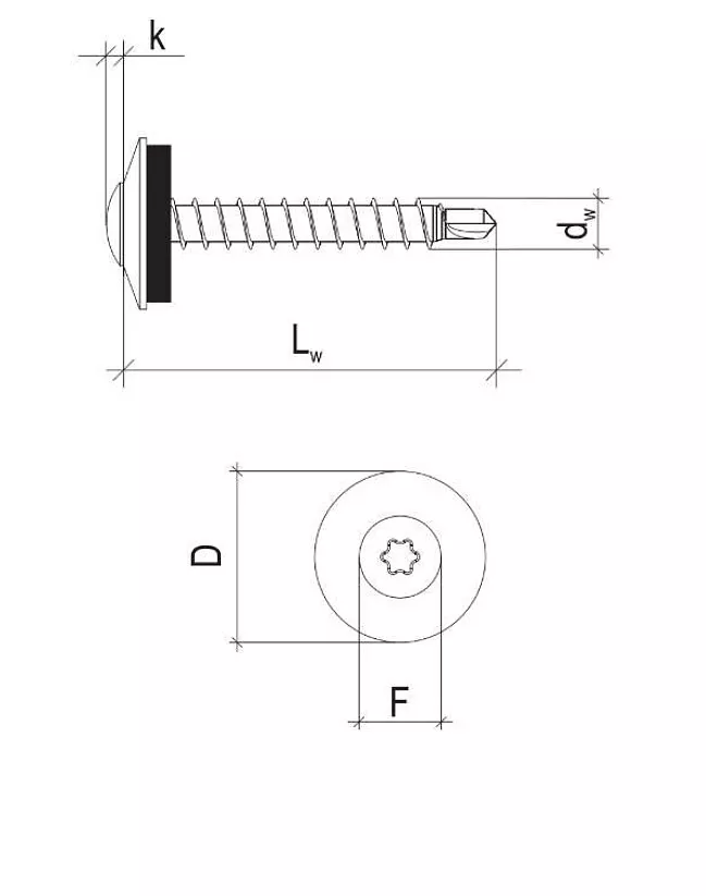 RAL 9010 4,8x35mm - 250ks - Vruty farmářské střešní TORX, farba: Matná bílá, WDD