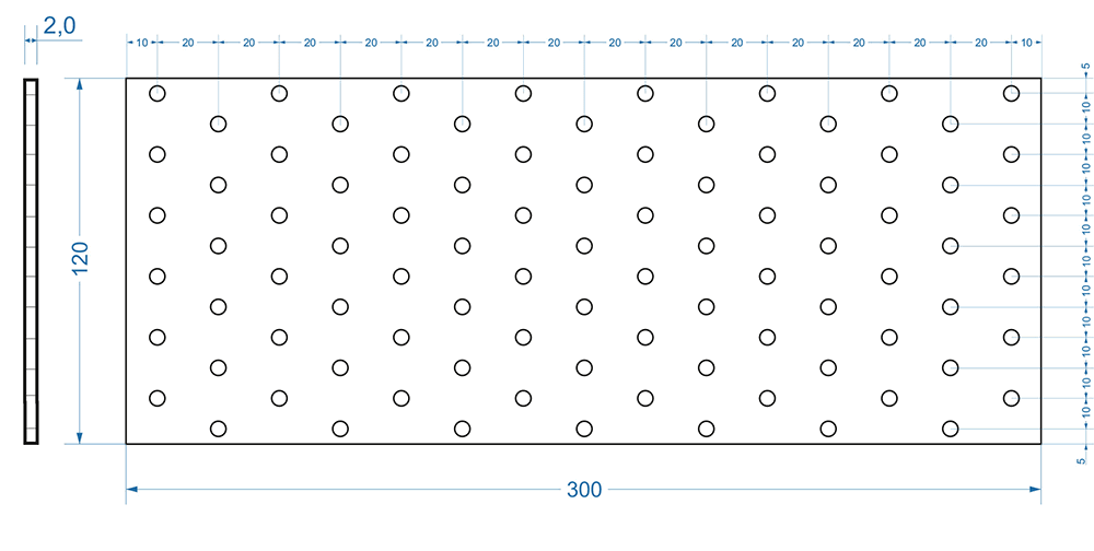 50ks - 120x300mm hr. 2,0mm Spojovací deska - plotna - děrovaná, PP21