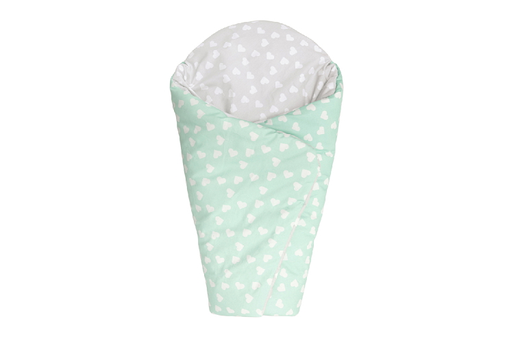 MODERN výbava pro miminko 3v1 hnízdečko + zavinovačka + mantinel LOVE SILVER-MINT