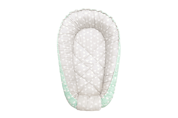 CLASSIC výbava pro miminko 3v1 hnízdečko + zavinovačka + mantinel LOVE SILVER-MINT