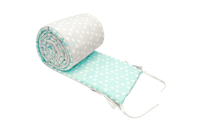 MODERN výbava pro miminko 3v1 hnízdečko + zavinovačka + mantinel LOVE SILVER-MINT