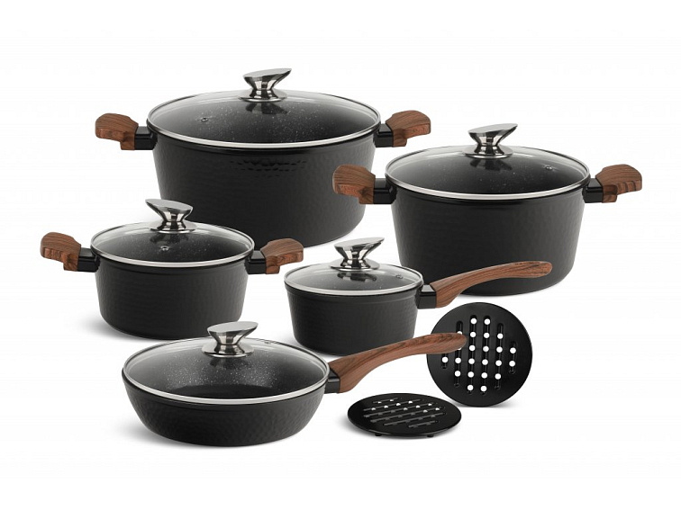 12ks sada hrncov Elegant Black