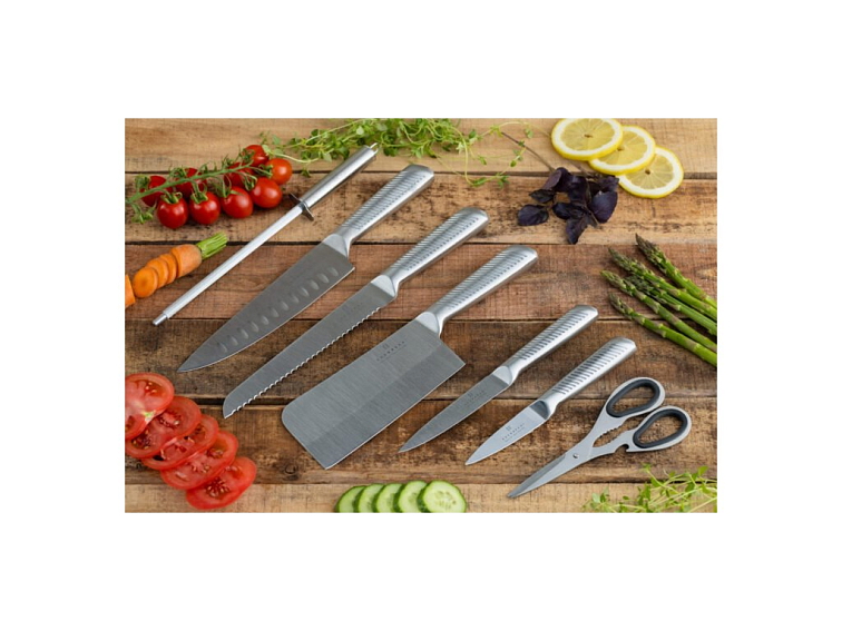 8 dielna sada nožov v otočnom stojane v oceľovej farbe