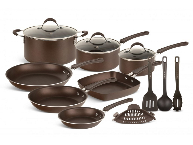 XXL 20 kusová sada riadu - tmavo hnedá