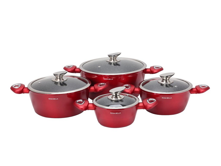 ROSA BELLA červená 8-dielna sada hrncov