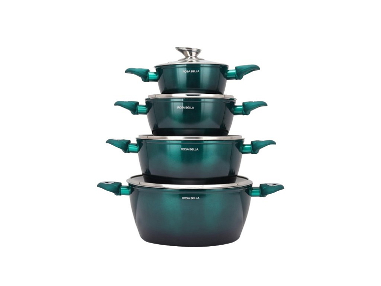 ROSA BELLA zelená 8-dielna sada hrncov