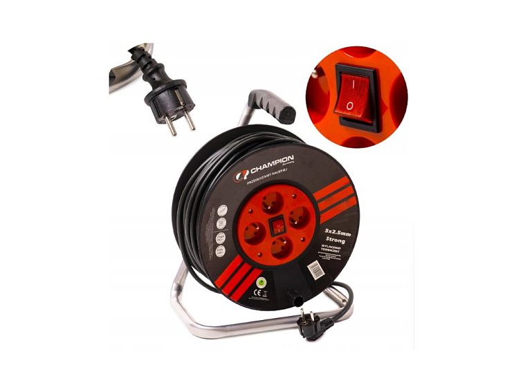 Predlžovací navijak 25m 4x230V s vypínačom