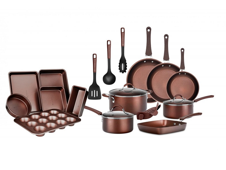 XXL 20 kusová sada riadu - tmavo hnedá