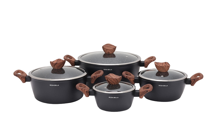 ROSA BELLA čierna 8-dielna sada hrncov