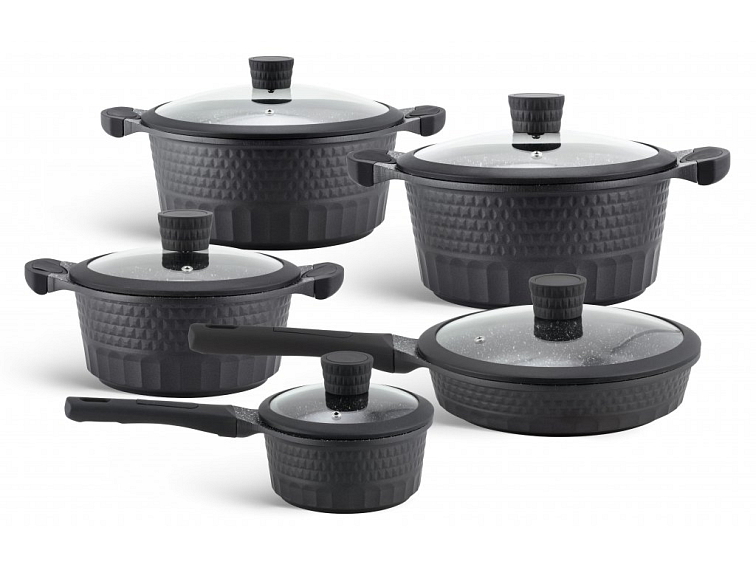 10 kusový set hrncov v čiernom elegantnom dizajne
