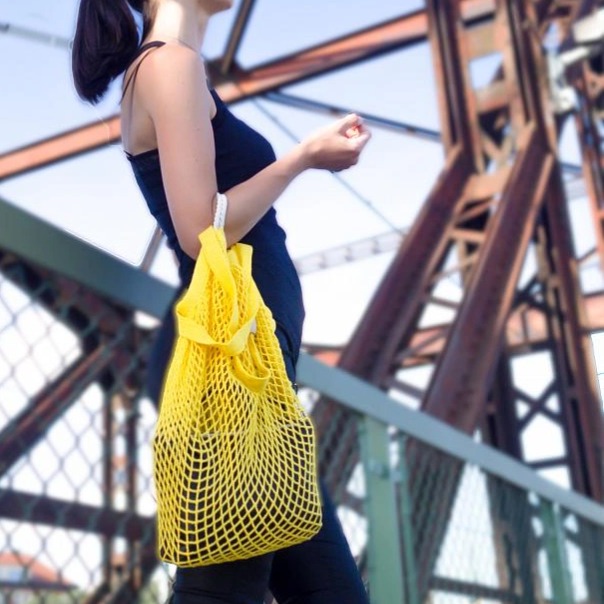 BIO bavlněný koš Ekocentrik/síťovka přes rameno- natural