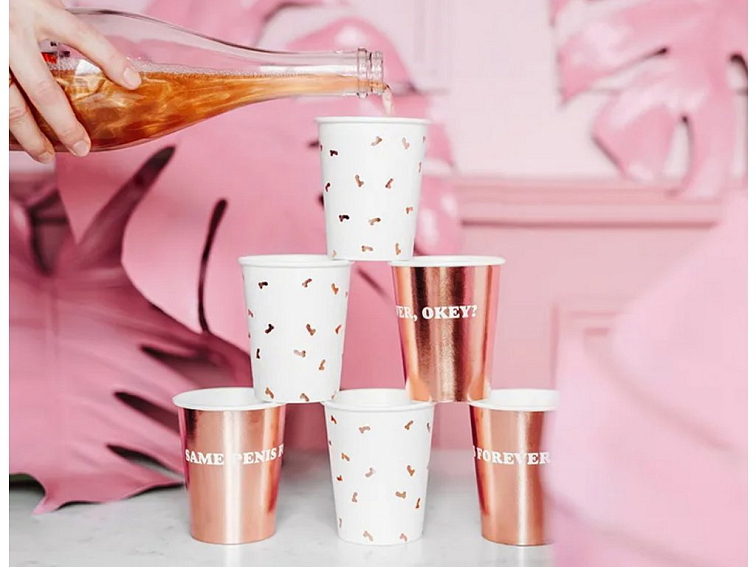 Kelímky Same penis forever Rosegold - 6 ks, 220 ml