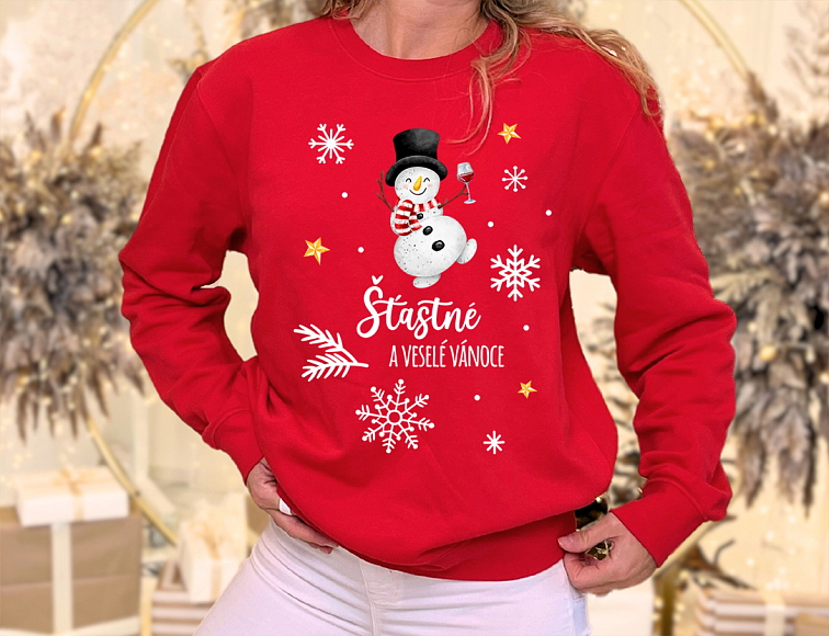 Roztančený sněhulák - Dámské triko červené