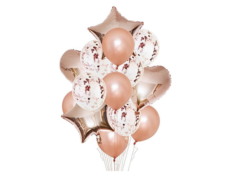 BALONKOVÝ BUKET - ROSE GOLD 14 KS