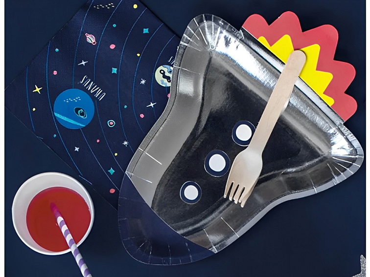 Talířky papírové Vesmírná raketa - 6ks, 30cm