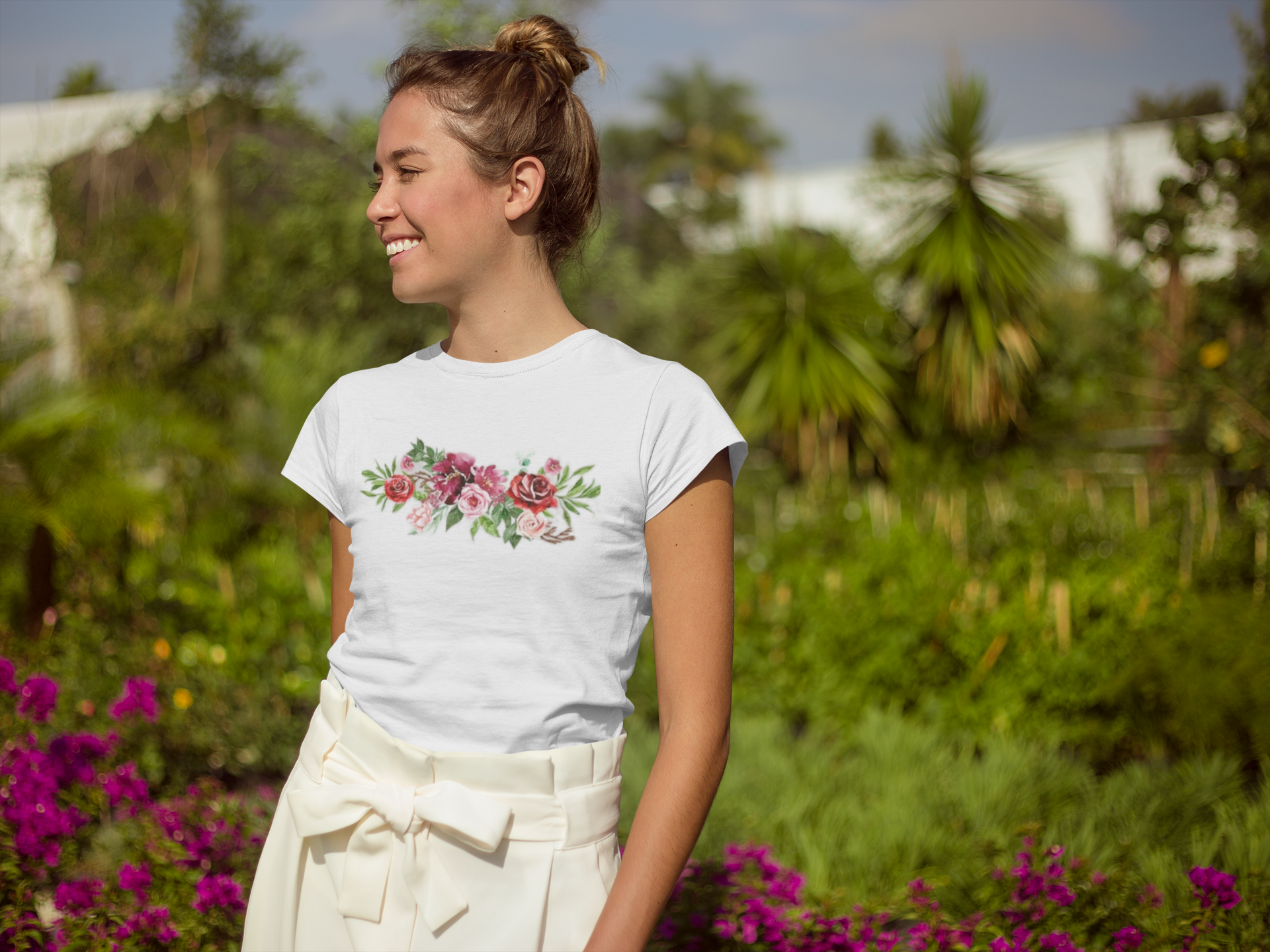 Romantic - Kytičky / Tričko 100% Biobavlna