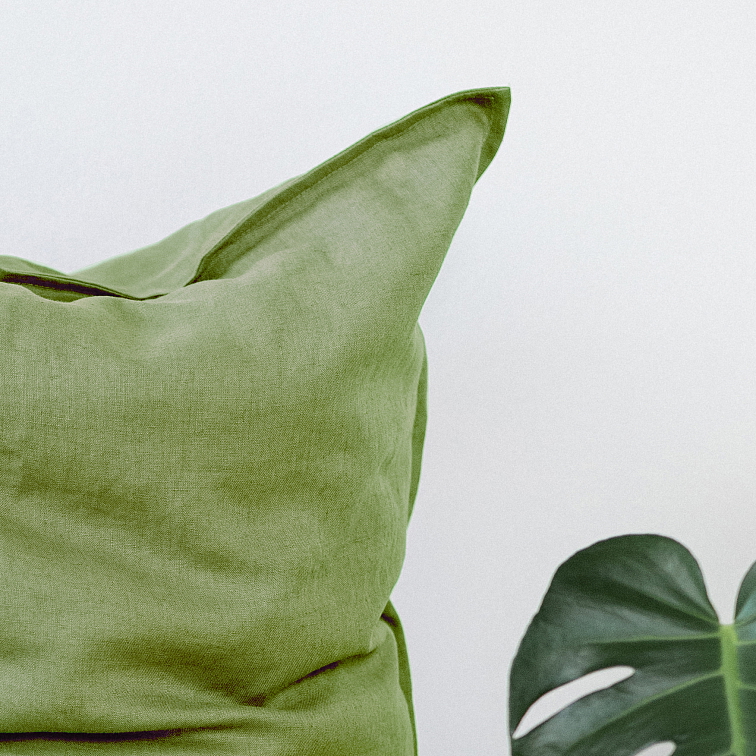 Lněný povlak na polštář COMFORT OLIVE