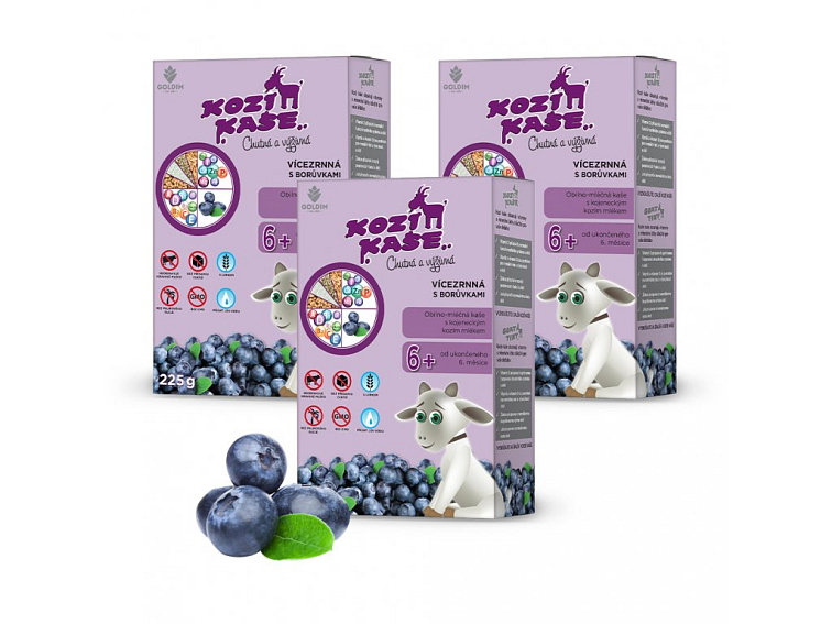 Kozí kaše vícezrnná s borůvkami multipack 3x 225g