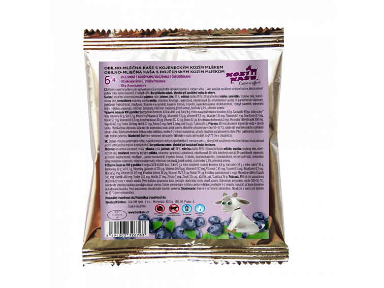 Kozí kaše vícezrnná s borůvkami porce 30g