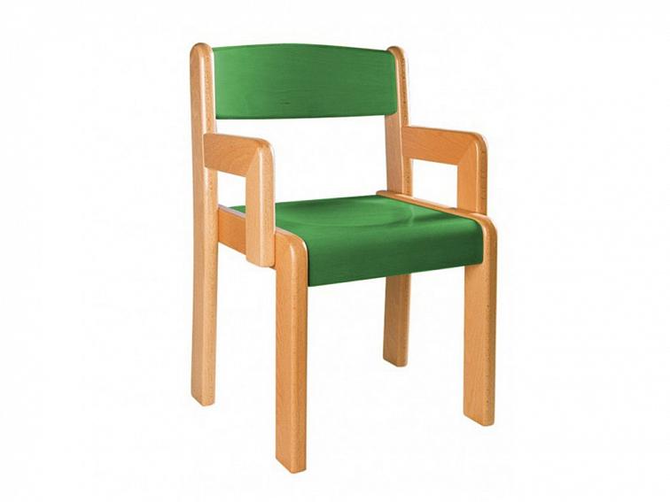 Dětská dřevěná židle s područkami, mořená, Lucka