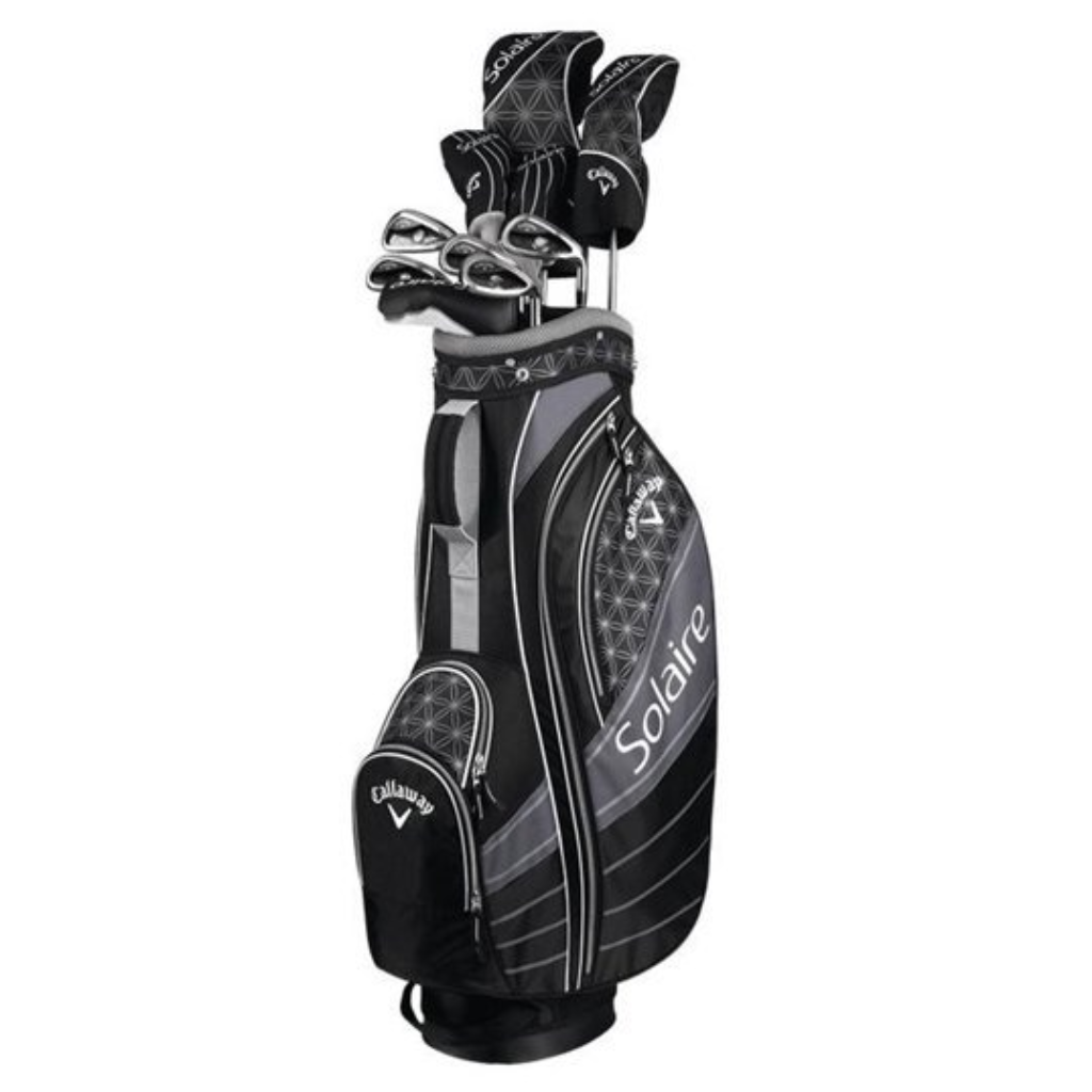 Dámský kompletní golfový set Callaway Solaire Black pravý + ruční golfový vozík iCart Go šedý