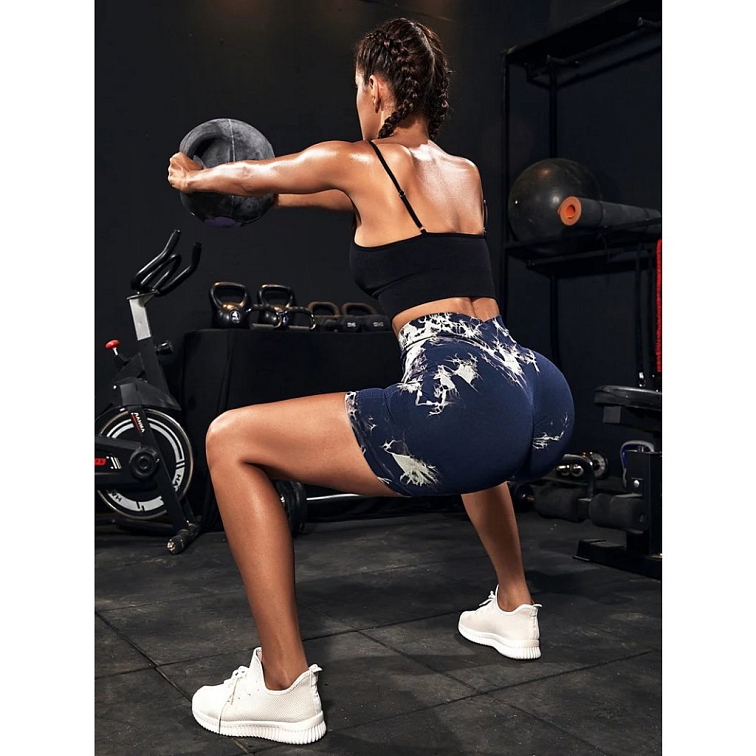 Push-up kraťasy dark black marble