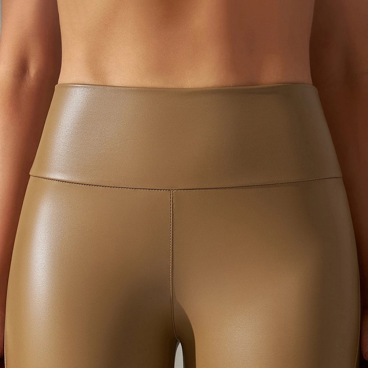 Kožené push-up legíny hnedé