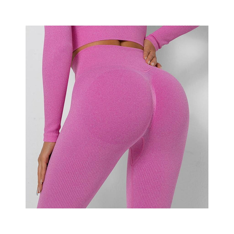 Vrúbkované ružové legíny